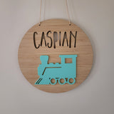 Train Bamboo & Acrylic Wall Plaque