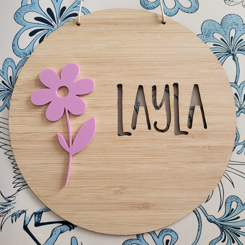 Flower Bamboo & Acrylic Wall Plaque